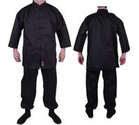 MAR | Black Traditional Kung Fu Uniform, Kung Fu Suit | Men & Women; Kids & Adult Sizes | Kung Fu Trousers; Kung Fu Outfit, Student's Uniform, 8oz Medium-Weight Fabric (4/170)