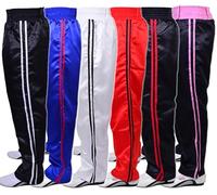 MAR | Blue Full Contact Trouser Tracksuit Bottoms, Boxing, Thai, Fitness, Kickboxing & Karate Pants, 8oz Polyester Satin Fabric with Striped Design, Elasticated Drawstring Waistband Pants (7/200)