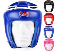 MAR | Blue Headguard for Kickboxing, Thai Boxing & MMA Training, Rex Leather Material Head Guard for Face and Ear Protection, Headgear for Sparring Grappling, Muay Thai & Taekwondo, Protective Helmet