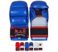 MAR | Blue Karate Wuko Mitts, Karate Bag Gloves with Flexible Wrist Closure, Semi-Contact Gloves Rex Leather Gloves for Kickboxing, Muay Thai, MMA, & Taekwondo - Unisex, Adults/Kids (Large)