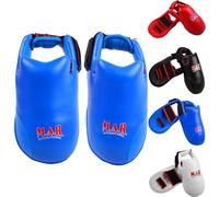 MAR | Blue Martial Arts Foot Protector for Karate, Karate Kick Boots, Karate Foot Protectors for Karate Competition, Moulded Foam Padding, Elasticated Heel Straps & Toe Loops (Kids Size/X-Small)