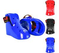 MAR | Blue Martial Arts Foot Protector for Karate, Kickboxing, Muay Thai, K1 & Taekwondo, Karate Kick Boots, Taekwondo Foot Protectors, Vinyl Dipped Foam Padding and Elasticated Toe Loops (Small)
