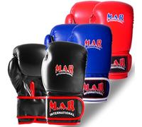 MAR | Boxing & Kickboxing Gloves, for Men Women & Kids, Intermediate Level with Thumb-Lock Design, Maya Hide Leather, Pro Training, Sparring, Bag Workout Gloves, Moulded Foam Padding Blue 4oz