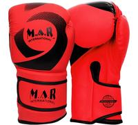 MAR | Boxing & Kickboxing Gloves for Men, Women & Kids | Rex Leather, Thumb Lock, Sparring, Training & Bag Work Gloves | MMA, M Boxing Gloves Kids Training for Men Women & Children 8oz- Red