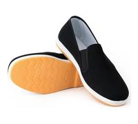MAR | Chinese Traditional Kung Fu Shoes, Rubber Sole Slip On Martial Arts Tai Chi Shoes - Wushu Shaolin Qi Gong Beijing Trainer Wing Chun Slipper - Canvas Shoes Unisex Black (EU 40 / UK 6.5)