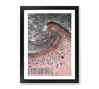 Mar Del Plata Beach In Argentina Painting Modern Framed Print | A3 Black Framed Wall Art | Ready to Hang | Modern Beach Picture | Living Room Bedroom Lounge Office
