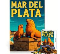 Mar Del Plata Sea Lions Poster Adult Jigsaw Puzzle1000 Pieces Decompress Game True Detail Playful Challenge Night Play (38x26cm)