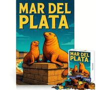 Mar Del Plata Sea Lions Poster Jigsaw Puzzle for Adults 1000 Pieces Sharp Thinking Clean Joint Fun Activity Birthday Surprise (50x75cm)