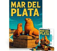Mar Del Plata Sea Lions Poster Jigsaw Puzzle for Adults 1000 Pieces Sharp Thinking Clean Joint Fun Activity Birthday Surprise (50x75cm)