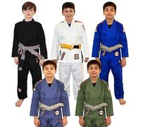 MAR INTERNATIONAL BJJ Gi for Kids, Child, Boys, Girls, Unisex, Brazilian Jiu Jitsu Gi with Free White BJJ Belt, Uniform Kimonos 380-GSM, Sweat-Wihine Washable, IBJJF Compliant -61C-Blue-M2