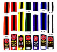 MAR INTERNATIONAL Orange & Black Martial Arts Belt - 100% Cotton Stripped Ranking Belt with 9 Rows of Stitching - Coloured Grading Belts for Karate, Judo, Taekw, Jiu jitsu (250cm)