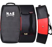 MAR | Jumbo Curved Striking Shield Boxing Pads for Mixed Martial Arts Training MMA Coaching, Kickboxing Karate Taekwondo, Strength & Conditioning Kick Shield, Hook Kick & Jab Red/Black (One Pad Only)