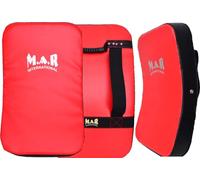 MAR | Large Curved Striking Shield, Boxing Pads for Mixed Martial Arts Training, MMA Coaching, Kickboxing Karate Taekwondo, Strength & Conditioning Kick Shield, Hook Kick & Jab Red/Black