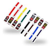 MAR | Martial Arts Belt, White & Yellow Striped Ranking Belts - 100% Cotton | Professional Equipment for All | Striped Grading Belts, Ideal for Karate, Judo, Taekwondo, Jiu jitsu (320cm)