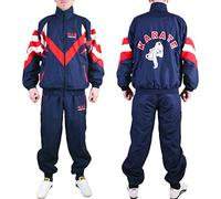 MAR | Martial Arts Karate Tracksuit Mens Full Set, Mens Tracksuit Set, Mens Tracksuit, Tracksuit For Men, Retro Vintage Deluxe Full Tracksuit Zip Pockets - Navy-Blue, Red & White (Medium/170CM)