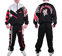 MAR | Martial Arts Karate Tracksuit Mens Full Set, Mens Tracksuit Set, Mens Tracksuit, Tracksuit For Men, Retro Vintage Deluxe Full Tracksuit Zip Pockets - Black, White & Red (X-Large/190CM)