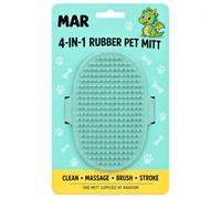 MAR Pet Grooming Mitt Rubber Brush Dog Cat Hair Remover Loose Fur Massage | Oval pad with soft nubs and an elasticated hand band; four uses in one; colour sent at random; rinses under the tap