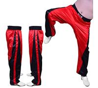 MAR | Red Full Contact Designer Trousers, Tracksuit Bottoms; Boxing, Thai, Fitness, Kickboxing & Karate Pants; 8oz Polyester Satin Fabric, Elasticated Drawstring Waistband Pants (6/190)