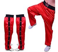 MAR | Red Full Contact Kickboxing Trousers; Boxing, Muay-Thai, Fitness & Karate Pants, 8oz Polyester Satin Fabric with Striped Star Design, Elasticated Drawstring Waistband Bottoms (4/170)