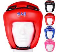 MAR | Red Headguard for Kickboxing, Thai Boxing & MMA Training, Rex Leather Material Head Guard for Face and Ear Protection, Headgear for Sparring Grappling, Muay Thai & Taekwondo, Protective Helmet