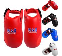 MAR | Red Martial Arts Foot Protector for Karate, Karate Kick Boots, Karate Foot Protectors for Karate Competition, Moulded Foam Padding, Elasticated Heel Straps & Toe Loops (Small)