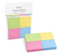 MAR Sticky Notes 4 Pack 4 Colours 300 Sheets Coloured Office Home Note Pads | Coloured sticky notes: 4 pads x 75 sheets (300 total). Green, yellow, pink & blue. Office & home.