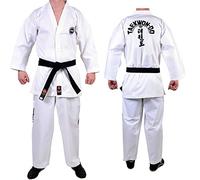 MAR | Taekwondo ITF White Uniform Suit Sparring Gear Unisex Kids & Adult Martial Arts ITF Taekwondo Gi Student Suit Taekwondo Gear Polycotton Medium Weight 8oz Fabric + FREE BELT (3/160)