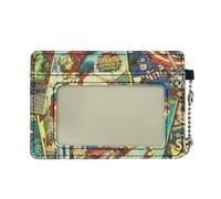 Mar-vel Card Holder - Slim Unisex PU Leather Superhero Collage Clear ID Window & Metal Chain -Rfid Blocking Mini Compact Card Wallet for Teens Men & Women| ID License Cash Credit Cards