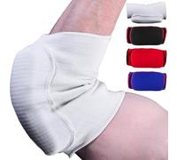 MAR | White Elasticated Elbow Pads for Protection and Combat Sports, Martial Arts Elbow Support for Men and Women, Karate Elbow Support Brace, Taekwondo Protectors, MMA Elbow Pads for Adults (M)