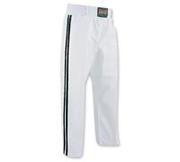 MAR | White Full Contact Trouser Tracksuit Bottoms, Boxing, Thai, Fitness, Kickboxing & Karate Pants, 8oz Polyester Satin Fabric with Striped Design, Elasticated Drawstring Waistband Pants (3/160)