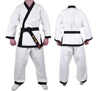 MAR | White Karate Gi, Karate Trousers | Men & Women; Kids & Adult Sizes | Traditional Uniform Blue Trims, 8oz Fabric Suit, Kids Karate Suit + FREE Karate Belt (5/180)