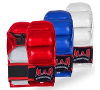 MAR | White Karate Wuko Mitts, Karate Bag Gloves with Flexible Wrist Closure, Semi-Contact Gloves Rex Leather Gloves for Kickboxing, Muay Thai, MMA, & Taekwondo - Unisex, Adults/Kids (Large)