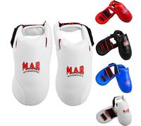 MAR | White Martial Arts Foot Protector for Karate, Karate Kick Boots, Karate Foot Protectors for Karate Competition, Moulded Foam Padding, Elasticated Heel Straps & Toe Loops (X-Large)