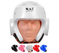 MAR | White Pro Dipped Foam Head Guard Boxing Sparring Grappling Competition Training for Kickboxing, Karate, Taekwondo, Semi Contact & More, Adult Kids Headgear (Medium)