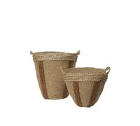 Mar Woven Basket Set of 2 Natural/ Maroon