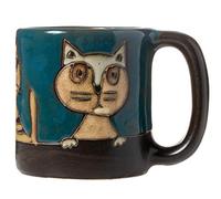 Mara Stoneware Teal Cats Kittens Kitties 16oz Handcrafted Mug