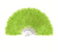 Marabou Feather Hand Fan 45cm, Fancy Dress Wedding Party Favour Gift Outdoor Vintage Dance Photoshoot (Light Green)