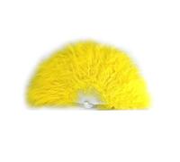 Marabou Feather Hand Fan 45cm, Fancy Dress Wedding Party Favour Gift Outdoor Vintage Dance Photoshoot (Yellow)