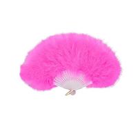 Marabou Feather Hand Fan 45cm, Fancy Dress Wedding Party Favour Gift Outdoor Vintage Dance Photoshoot (Dark Pink)