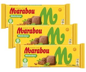 Marabou Mintkrokant - Creamy Milk Chocolate Refreshing Mint Crisp, 160g