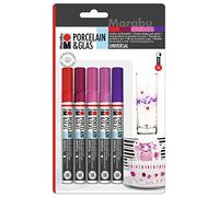 Marabu 012300082, Porcelain and Glass Painter Fantasy 5 Pack, Universal tip 1-2 mm, Assorted.