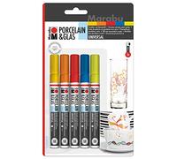 Marabu 012300082, Porcelain and Glass Painter Fantasy 5 Pack, Universal tip 1-2 mm, Assorted.