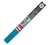 Marabu 01230034092 Porcelain & Glass Painter Petrol, High-Gloss Porcelain and Glass Paint Pen Water-based, Line Width 2-4 mm for Painting and Writing, Dishwasher Safe After Burning