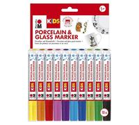 Marabu 0125000000084 - Porcelain and Glass Painter Kids Set Mega Fun, porcelain crayons for children Set of 10, dishwasher safe after firing, universal tip 1 - 3 mm