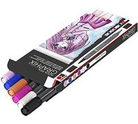 Marabu 0145000000101 Aqua Pen Graphix, Ma Ke Manga, 6 Watercolour Felt Pens in a Set with Brilliant Colour, Water-Based Ink, Double Tip, Watercolour Can be Watercolour on Watercolour Paper