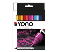 Marabu 1240000004004-Yono Marker Set Colours, Versatile Acrylic pens with Japanese Round tip 1.5-3 mm, Water-Based, lightfast and Waterproof, for Almost All Surfaces, Multi, 12 Count (Pack of 1)
