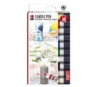 Marabu 1805000009882 Liner Set, pens Each 25 ml, Creamy, Soft Wax Paint, Water-Based, Non-Fading, odourless, Weatherproof, Easy Candle Decoration, 10 Colours, 10 x 25 ml