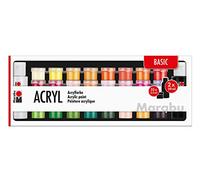 Marabu Acrylic Paints, 34x59ml, Multi, Non-Toxic, Water-resistant, Made in Germany