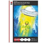 Marabu Aqua Graphix Pad DIN A4 20 Sheets 220 g/m² Natural White Fine Grain Matte Acid and Ageing Resistant for All Watercolour Techniques