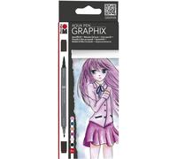 Marabu Aqua Pen Graphix Marker Set Watercolour Drawing 6 Pack - MA KE MANGA